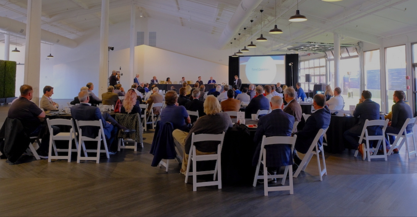 Business meeting with audience attending presentation